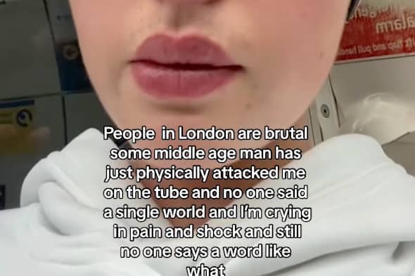 Scarlett Owens, 23, was left in tears after a man kicked and verbally abused her on the Northern Line in London. 