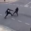Two men seen fighting with Rambo knives on Cadoxton Avenue in Tottenham
