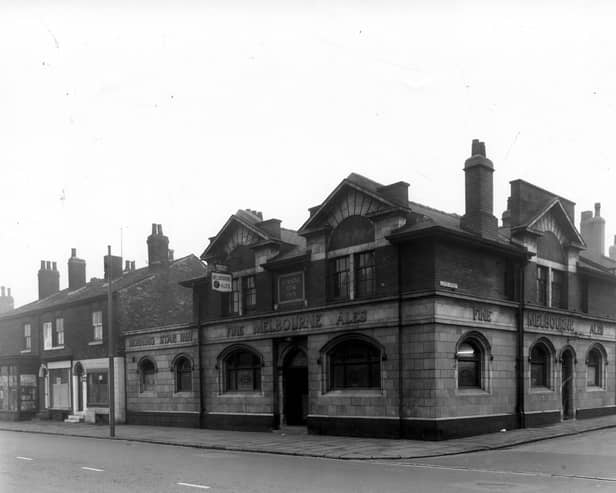 This view of Kirkstall Road was taken in October 1959. On the left is a shop selling pet food, there is a notice in the window advertising horse meat for sale. Moving right is 186 advertised 'For Sale', 184 is listed as run by Nazir Mohamed and is possibly a fish and chip shop. The Morning Star public house was number 182, serving Melbourne Ales, landlord Alan Armitage.