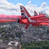 Red Arrows’ pilot’s view of RAF flypast at Trooping the Colour.