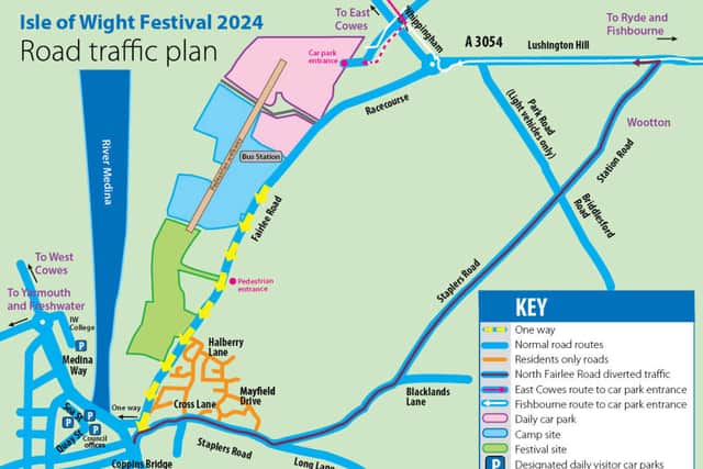 Details provided by the Isle of Wight Council regarding the road traffic plan on the island during the festival (Credit: Isle of Wight Council)