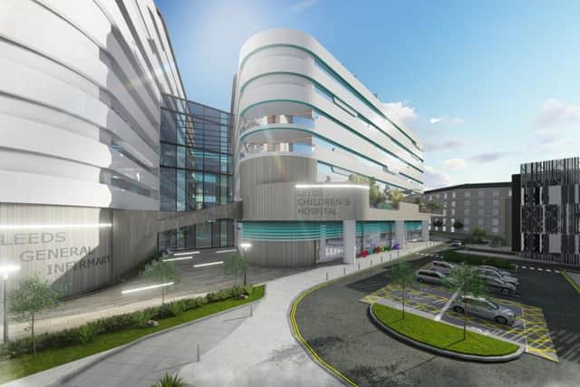 An impression of what the exterior of the new Leeds Children's Hospital could look like.