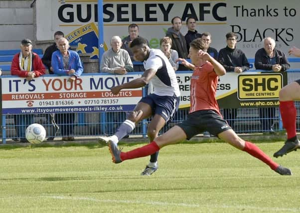 Rowan Liburd shoots for Guiseley.