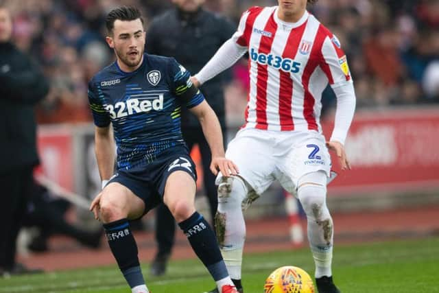 Leeds United winger Jack Harrison in action against Stoke City.