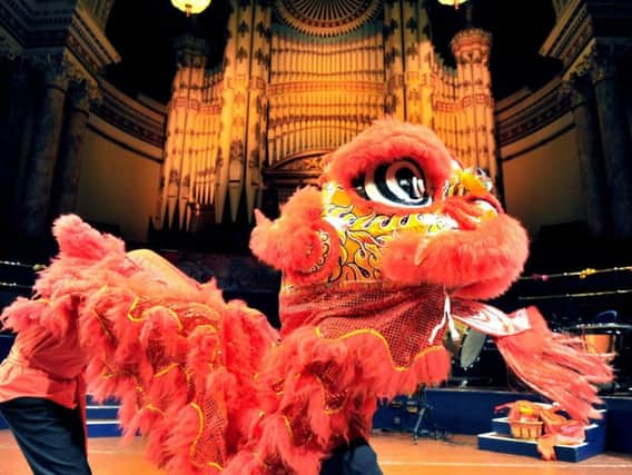 A traditional Lion Dance being held as part of the countdown to the Chinese New Year celebrations.