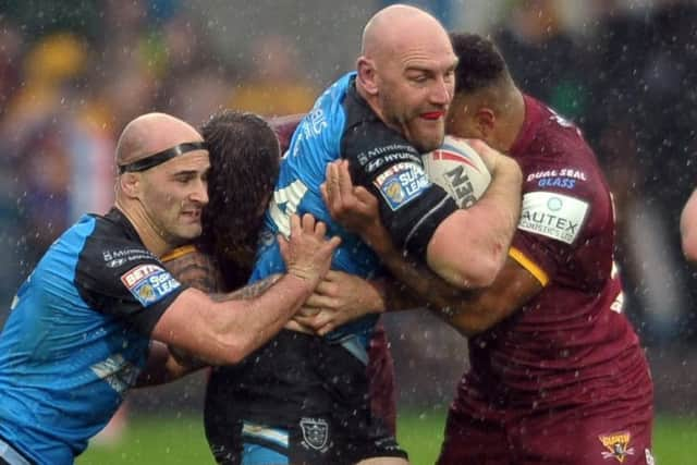 Gareth Ellis in action for Hull FC at Huddersfield.