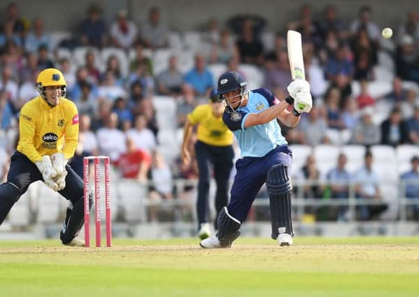 Yorkshire Vikings' Tom Kohler-Cadmore scores the final run to secure a tie against Birmingham at Headingley. Picture: Anna Gowthorpe/SWpix.com