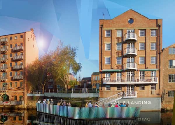 A CGI image of how the floating beer garden will look at Calls Landing. Image by Leeds-based CAL Architects.