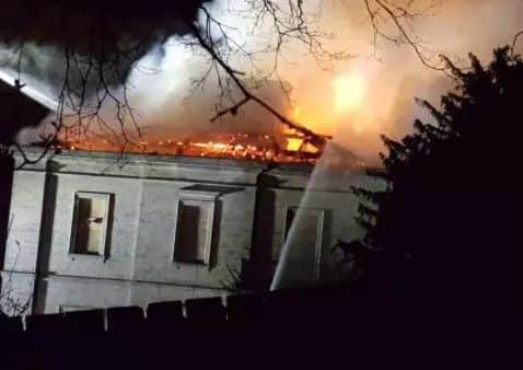 Fire fighters battled a school fire in Leeds last night.