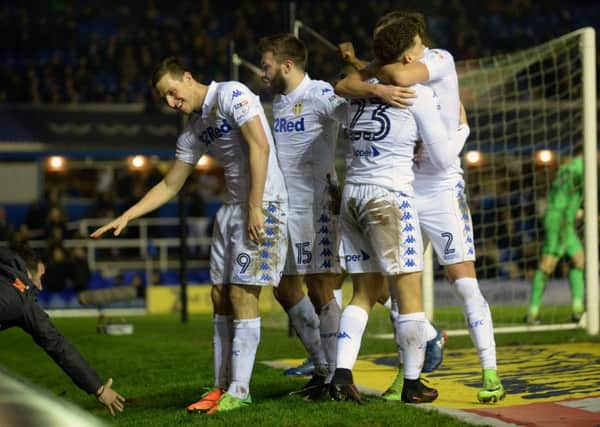 Chris Wood celebrates his seccond goal at Birmingham.