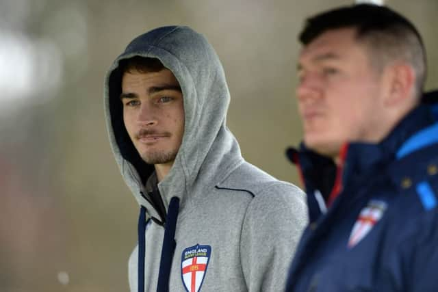 Sidelined forward Stevie Ward with Leeds Rhinos team-mate Brett Ferres. PIC: Bruce Rollinson