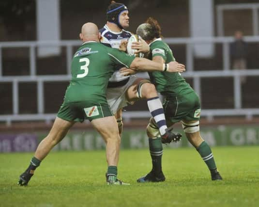 Ryan Burrows battles through against London Irish (Picture: Steve Riding)