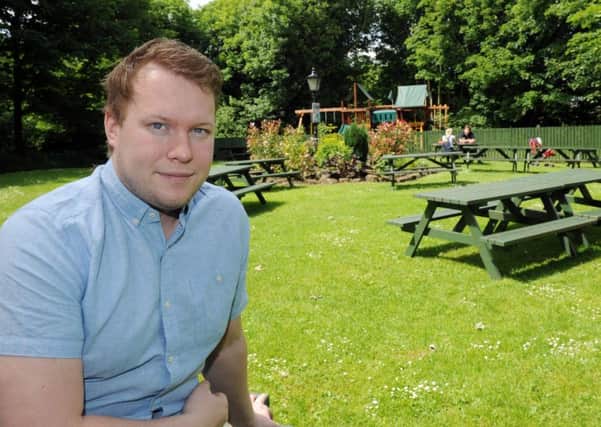 Licensee Scott Westlake in the beer garden at The Myrtle pub Meanwoo who is having no smoking in the beer garden 31st may 2017
