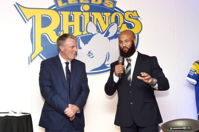 Rhinos chief Gary Hetherington, left, with long-serving player Jamie Jones-Buchanan.